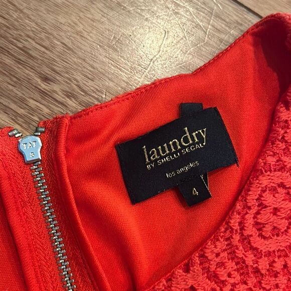 Laundry By Shelli Segal Womens Red Short Sleeve Overlay Sheath Lace Dress Size 4 - Picture 5 of 10